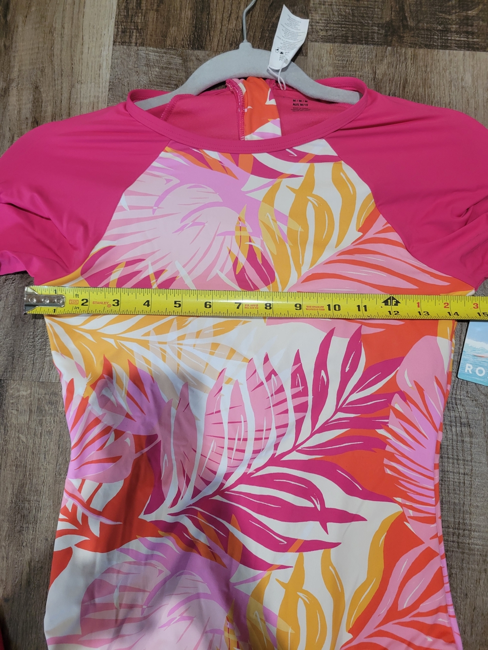 Roxy Women’s Long Sleeve One-Piece Swimsuit in Pink, Yellow, White - Picture 4 of 8